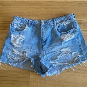 Topshop Moto Mom Distressed Denim Shorts sz 16